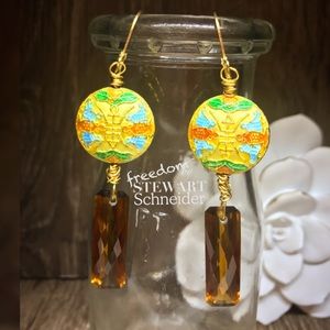 Cloisonné gemstone earrings
